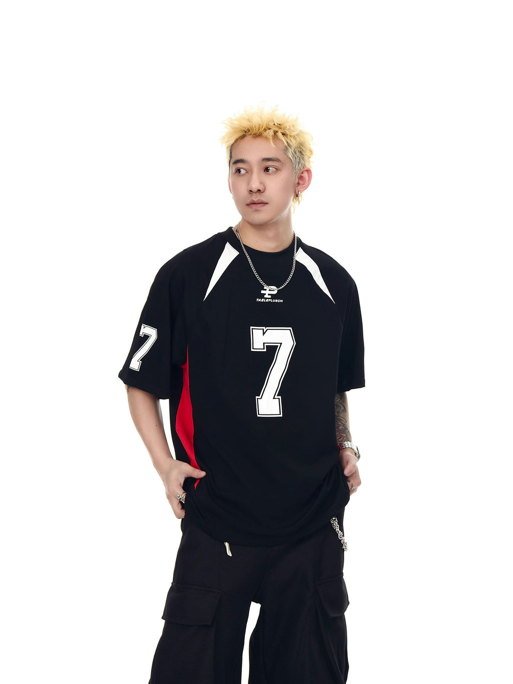 BLACKLISTS Sports Jersey Contrasting Loose Tee
