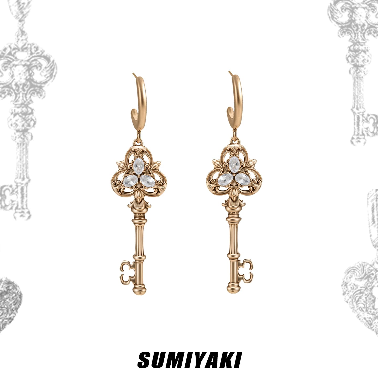 SUMIYAKI Vintage Embossed Key Earrings