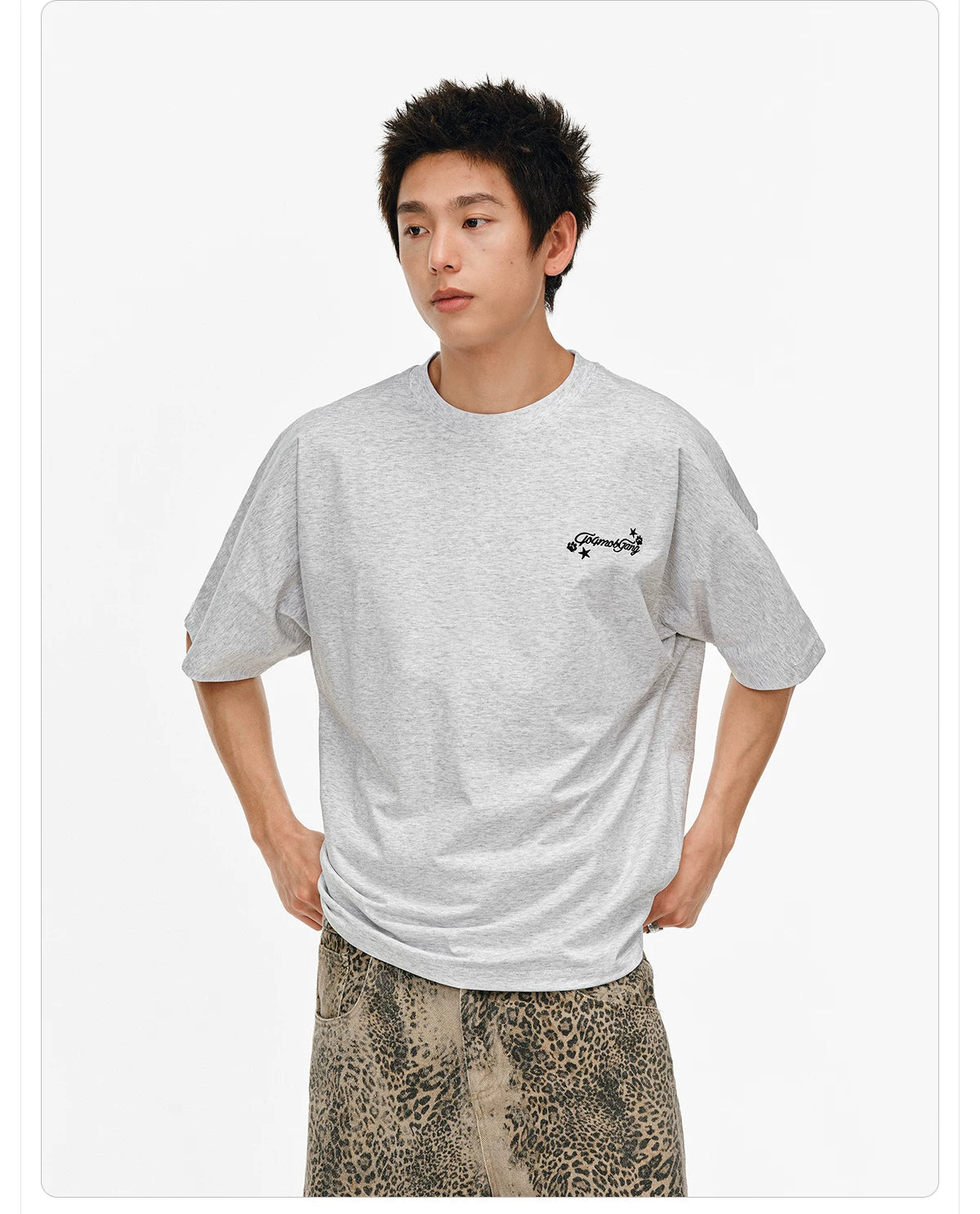 404MO Sticker Embroidery Quick-drying Cool Loose Tee