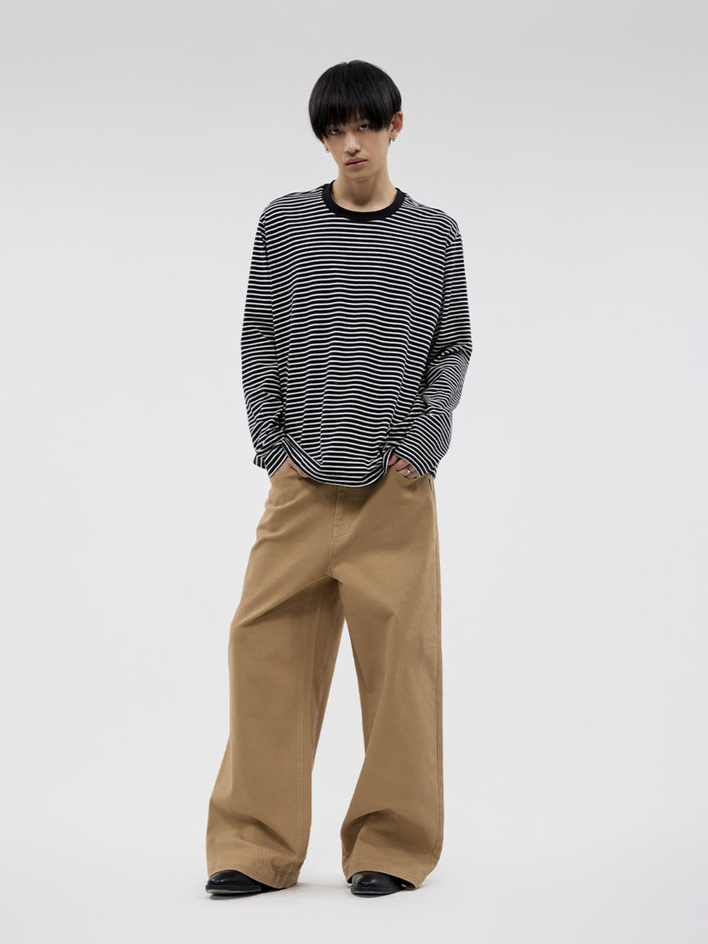 FUNKYFUN Mid-waist Khaki Straight-leg Pants
