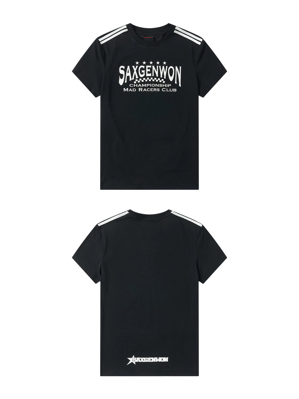 SAXGENWON Slim-fit Striped Crew Neck Tee