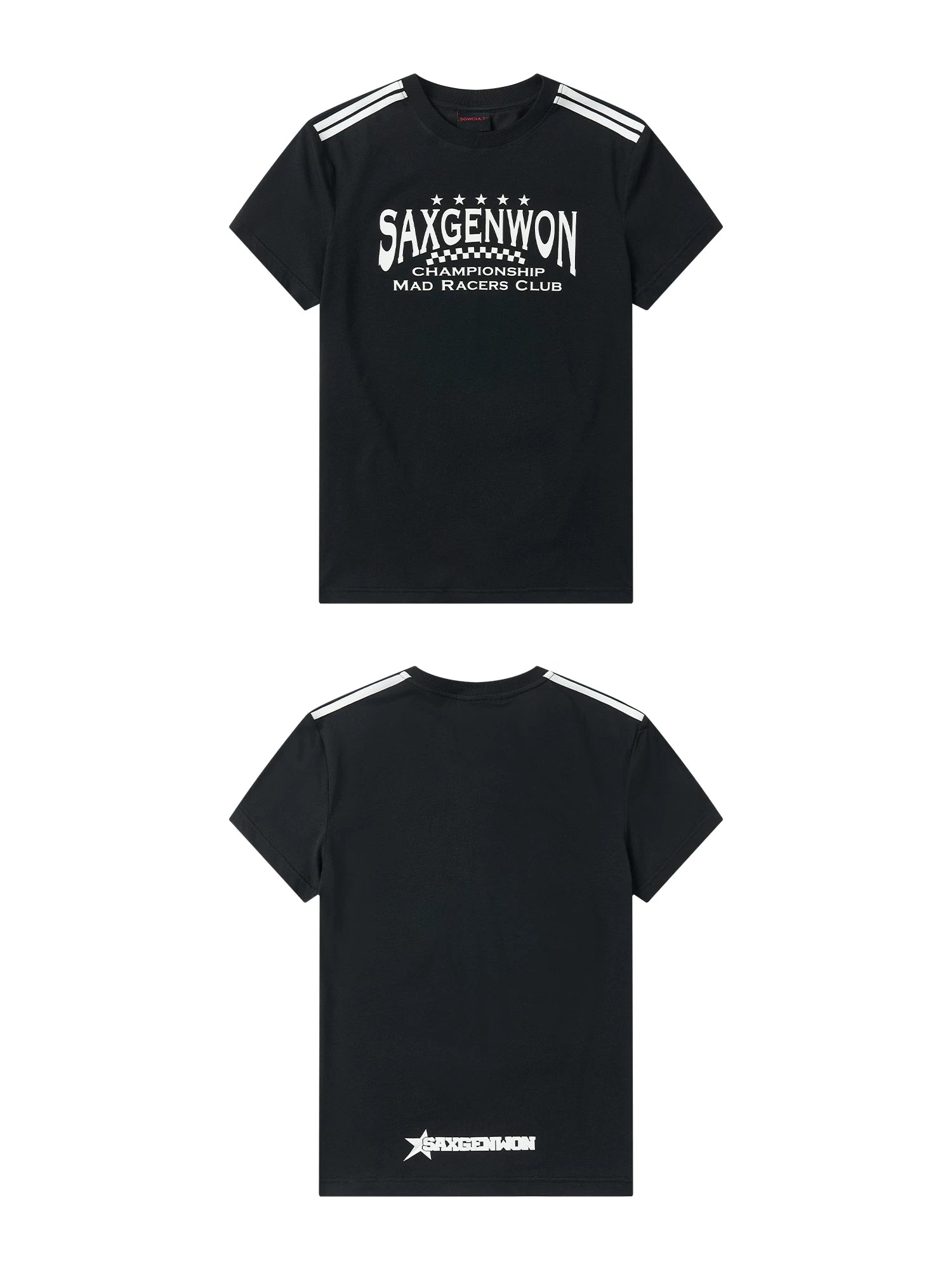 SAXGENWON Slim-fit Striped Crew Neck Tee