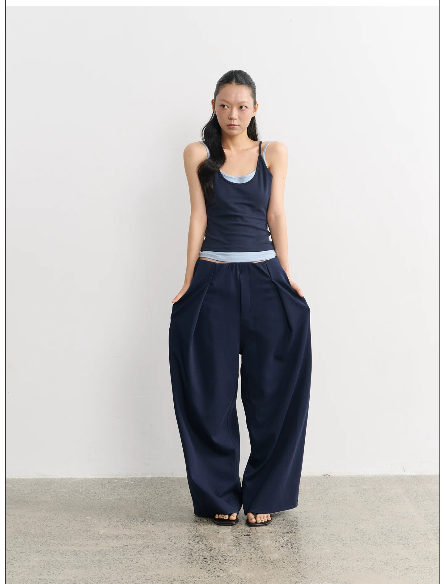 LINY LIBERTY Fake Two-piece Contrasting Sling Vest