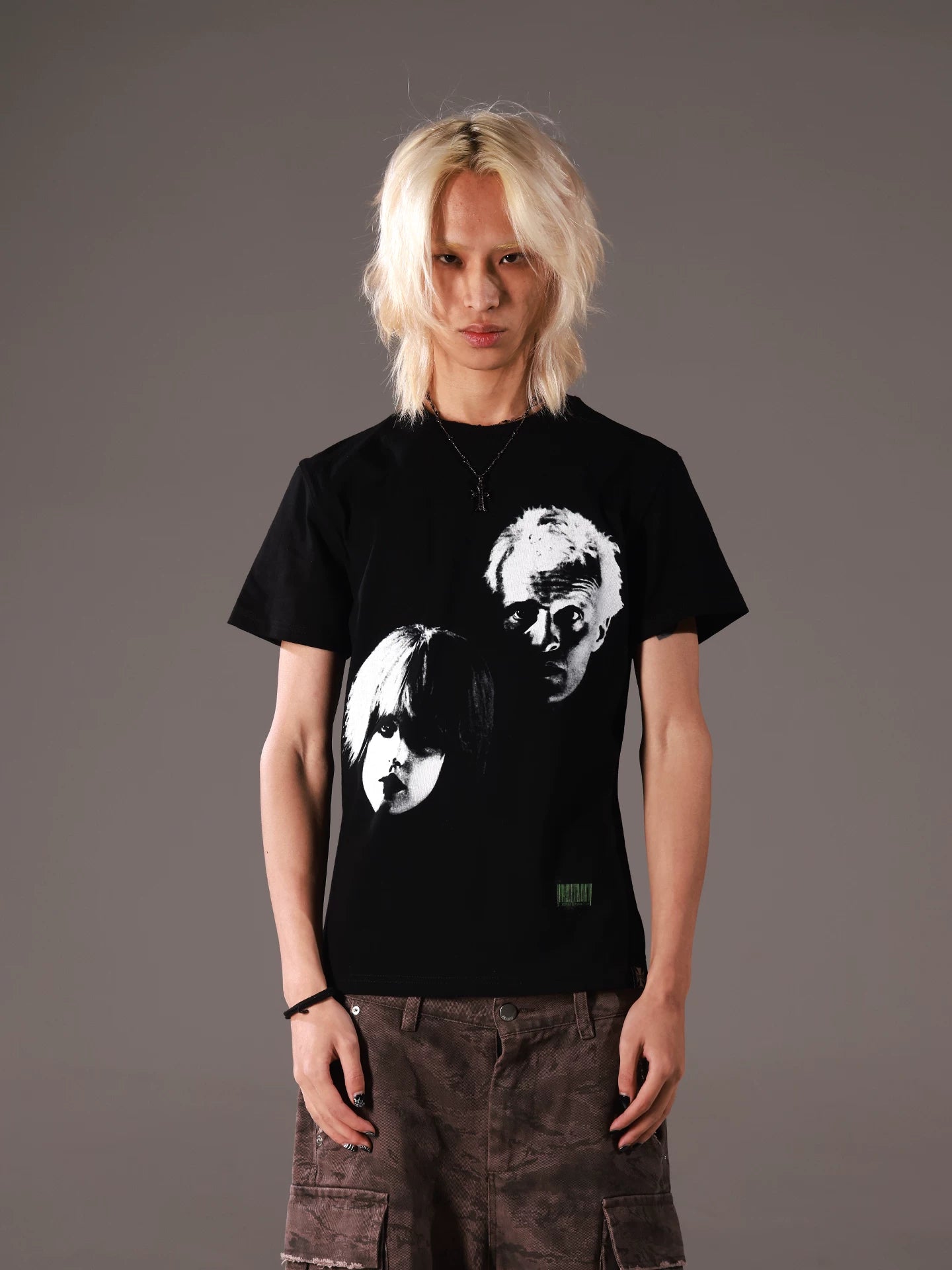 71AN Silver Wing Bionic Human Print Front Shoulder Tee Short Sleeve