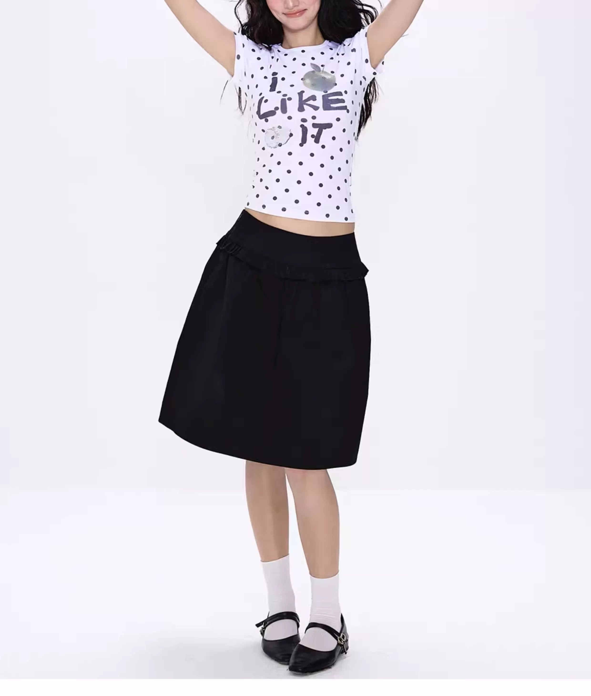 NECY Versatile Loose Casual A-word Skirt Vertical Short Skirt
