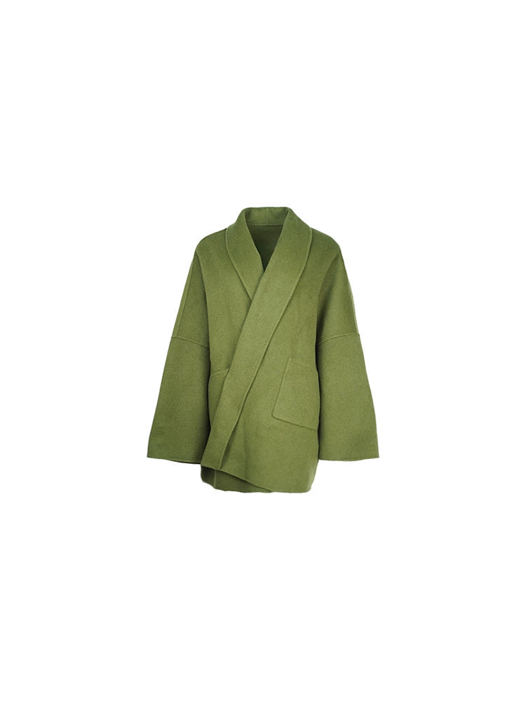 KELIFAN Port Style Vintage Wool Reversible Wool Cape Coat
