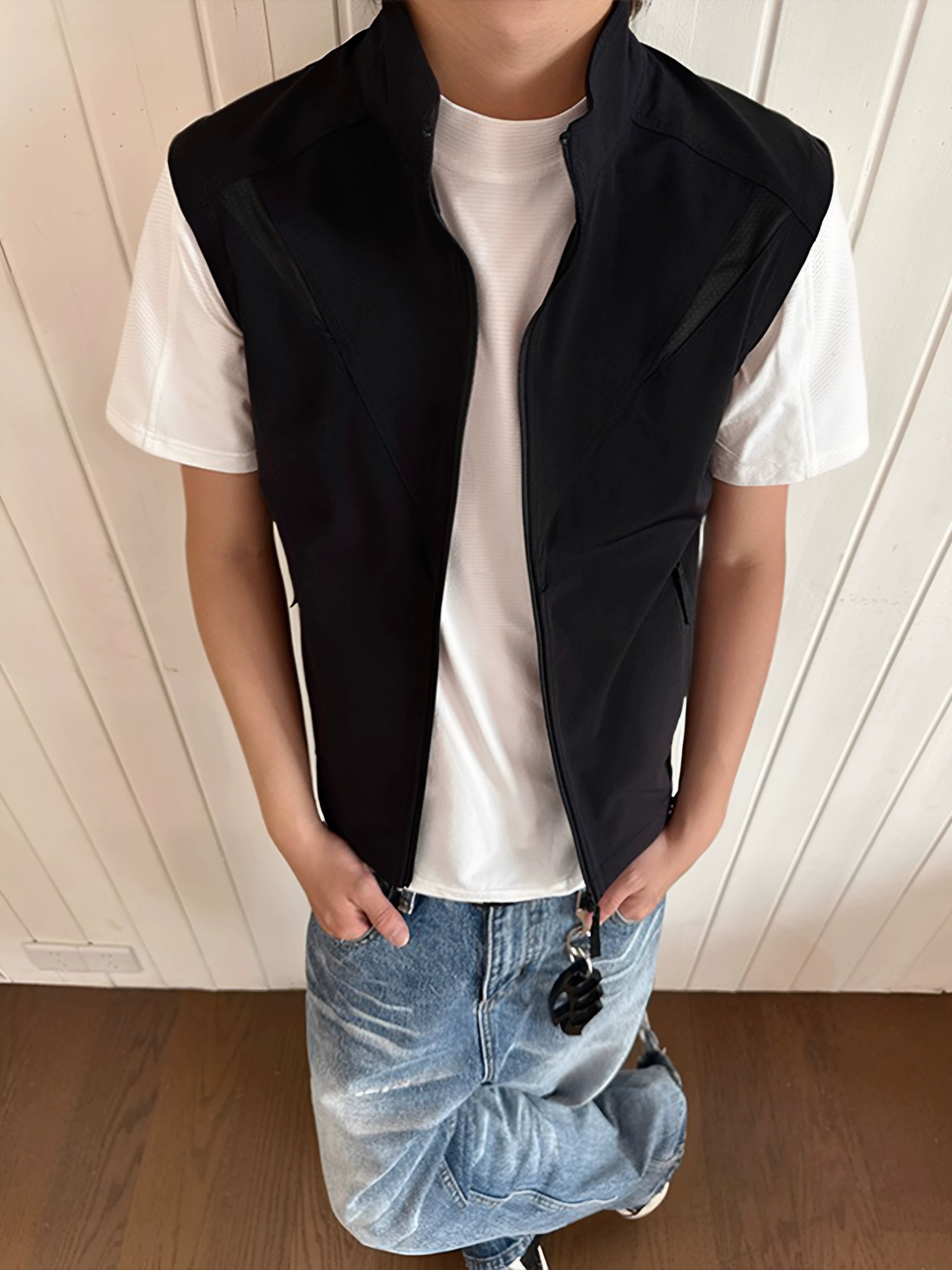 EME Quick-drying Breathable Light Stand-up Collar Zipper Vest