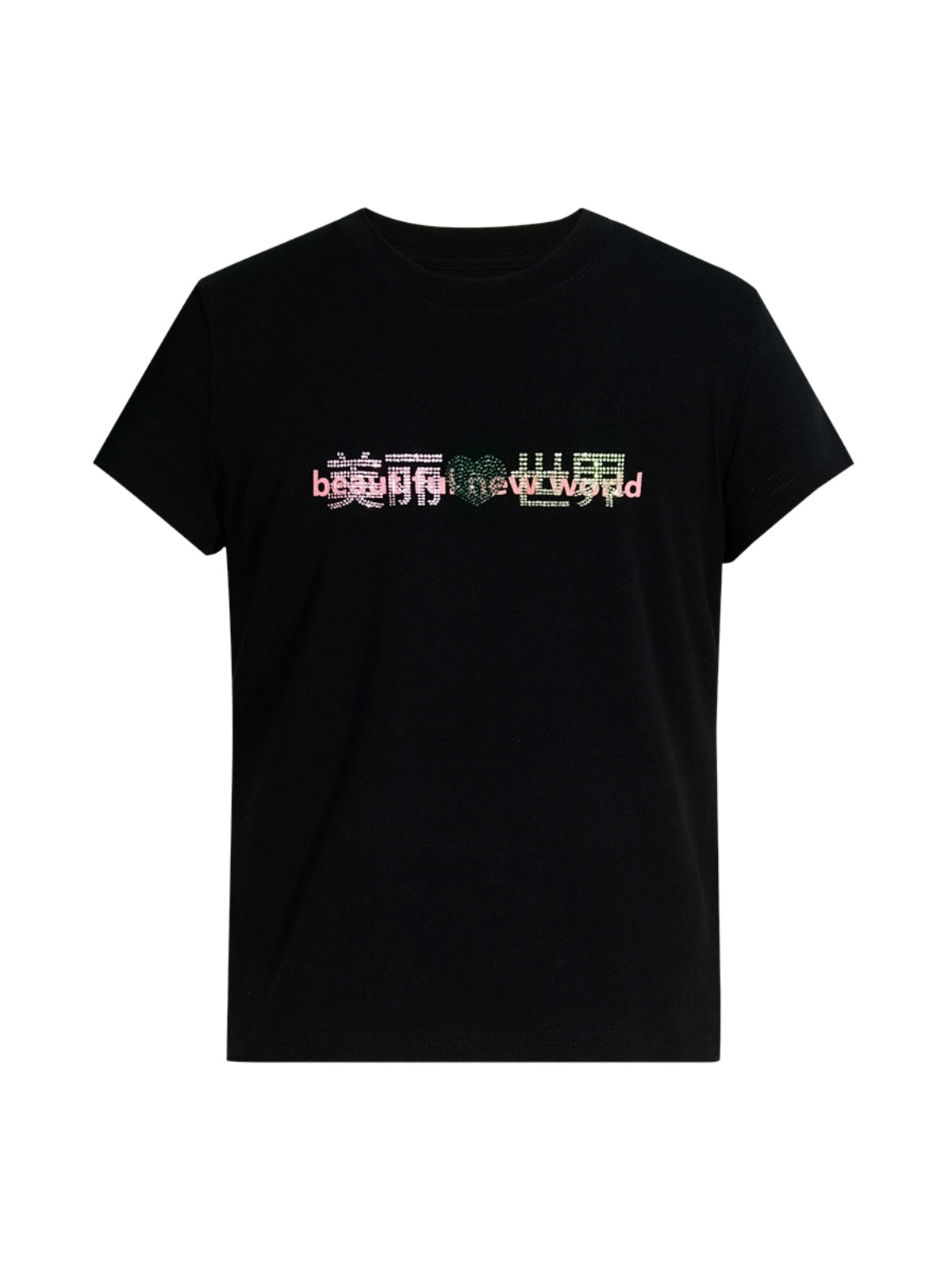 FUNKYFUN Printed Front Shoulder Thread Elastic Tee