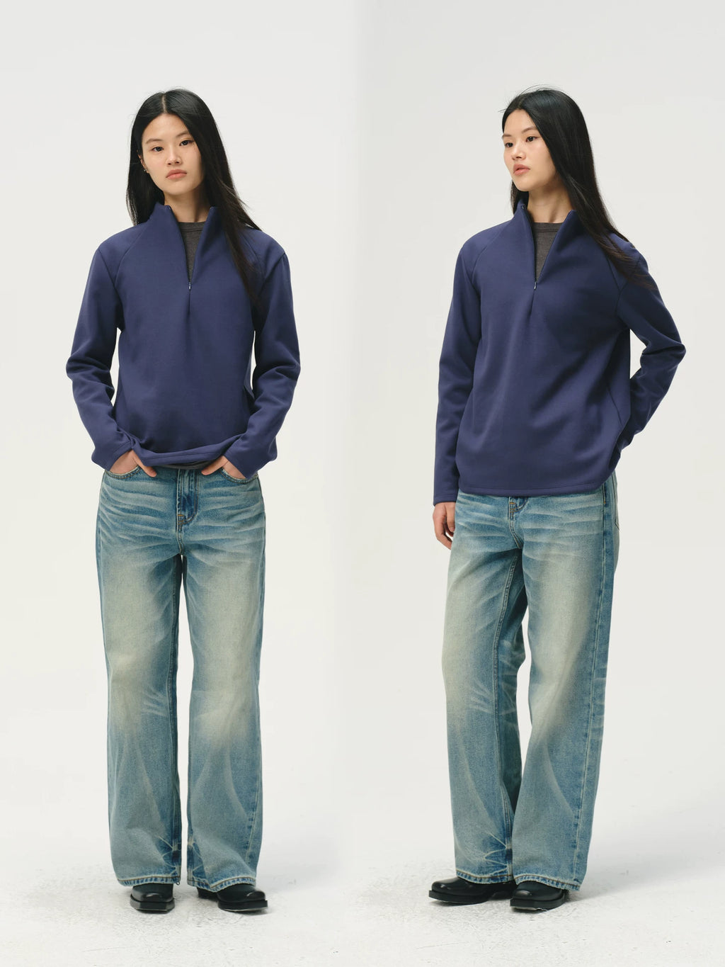 No Logo Loosestraight-leg Slightly Wide Jeans