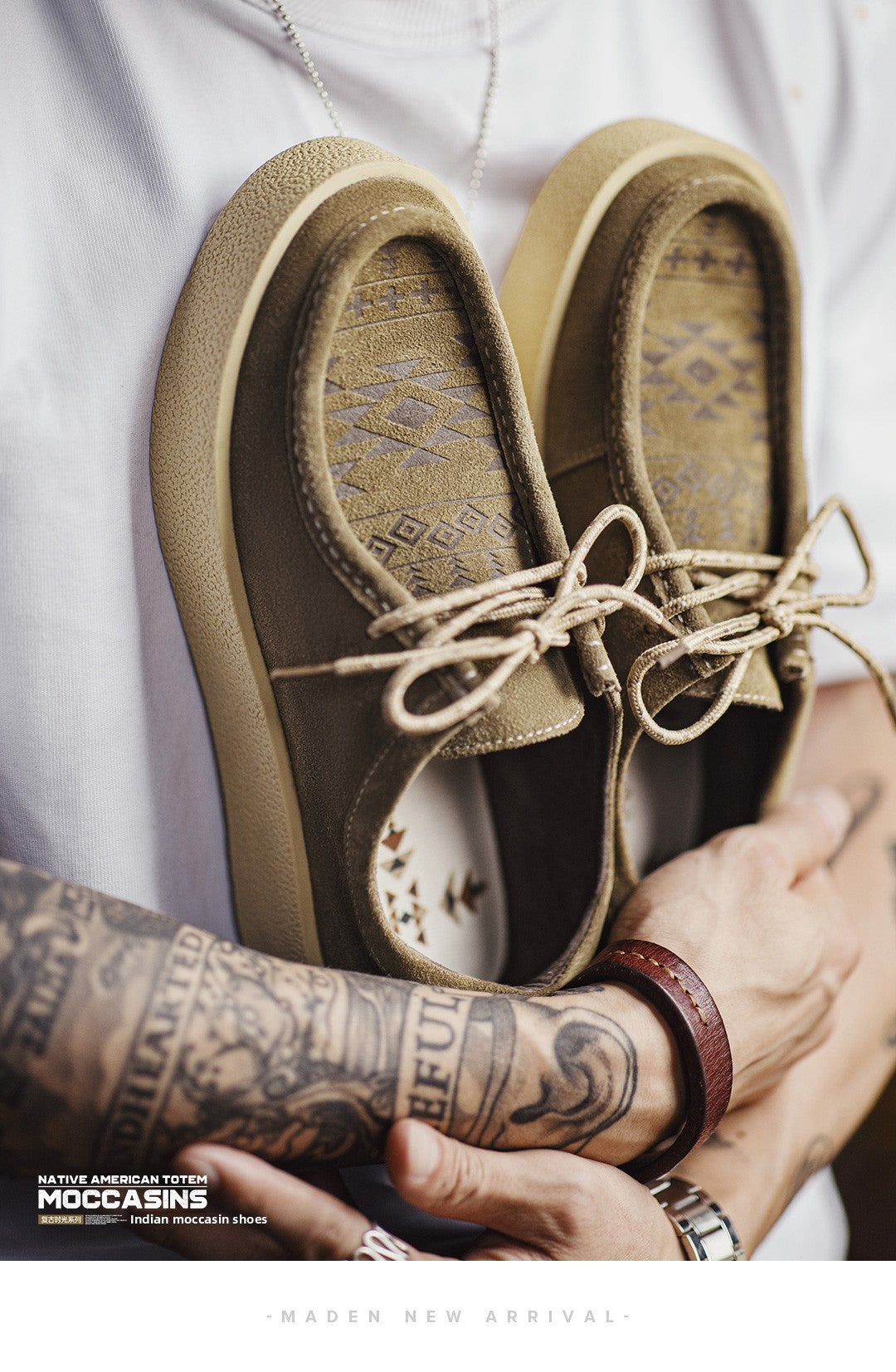MADEN | Suede Lace-Up Chunky Moccasin Shoe
