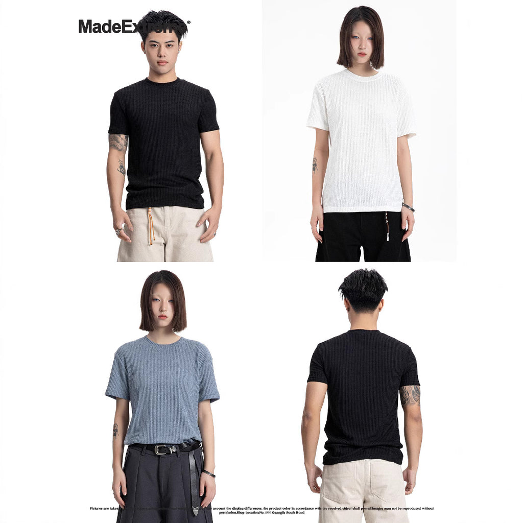 MADEEXTREME Old Money Wind Knitted Crew Neck Casual Tee