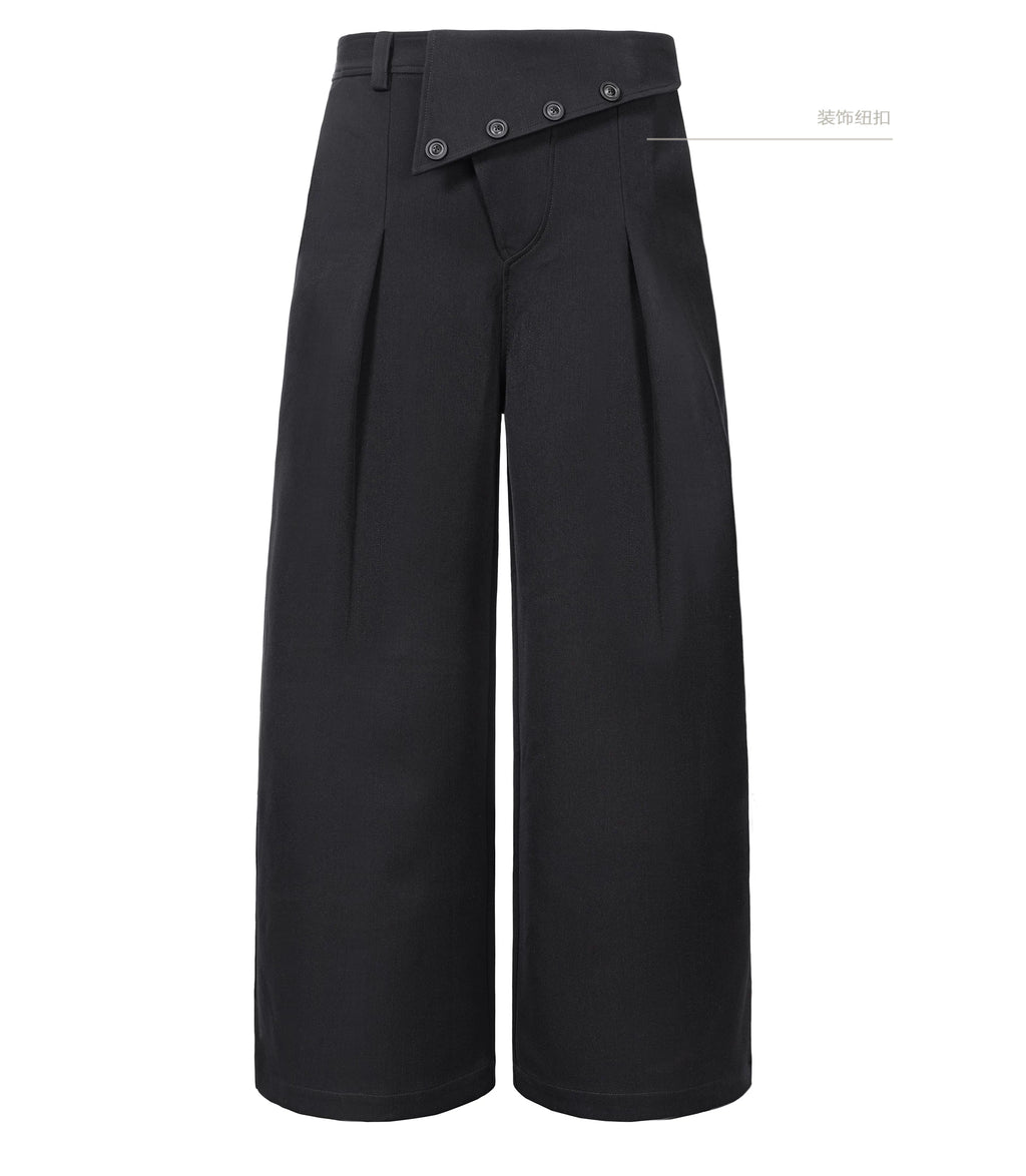 Esaias Button-pleated Wide Leg Casual Trousers