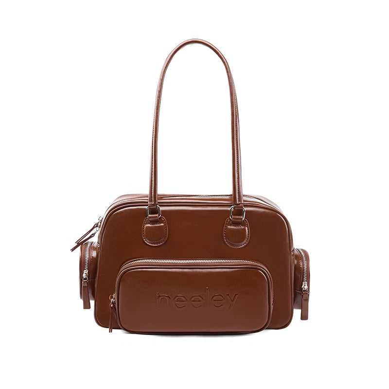 Neeley Large Capacity Vintage Textured Leather Underarm Bag