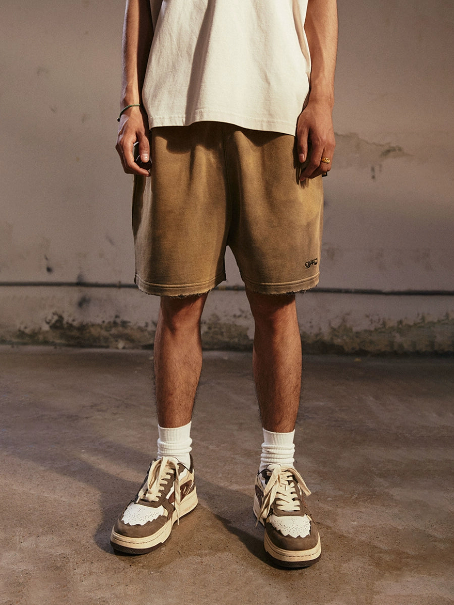 Remedy Washed Embroidered Frayed Casual Shorts