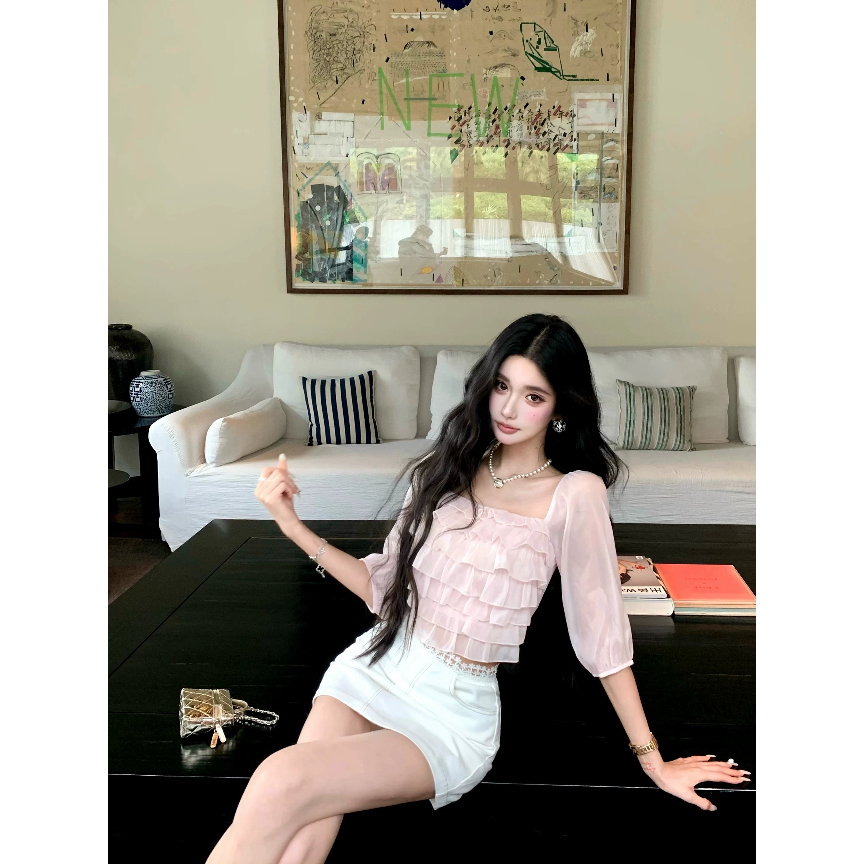 Barb Chill A Pleated Chiffon Top
