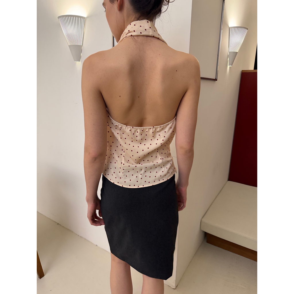 Set for life Sleeveless neck cross collar waist top