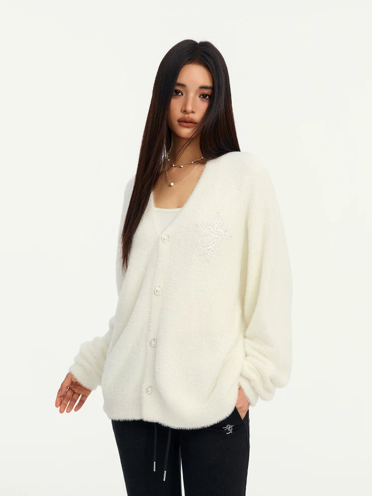 STK Imitation Mink Pearl Wool Cardigan