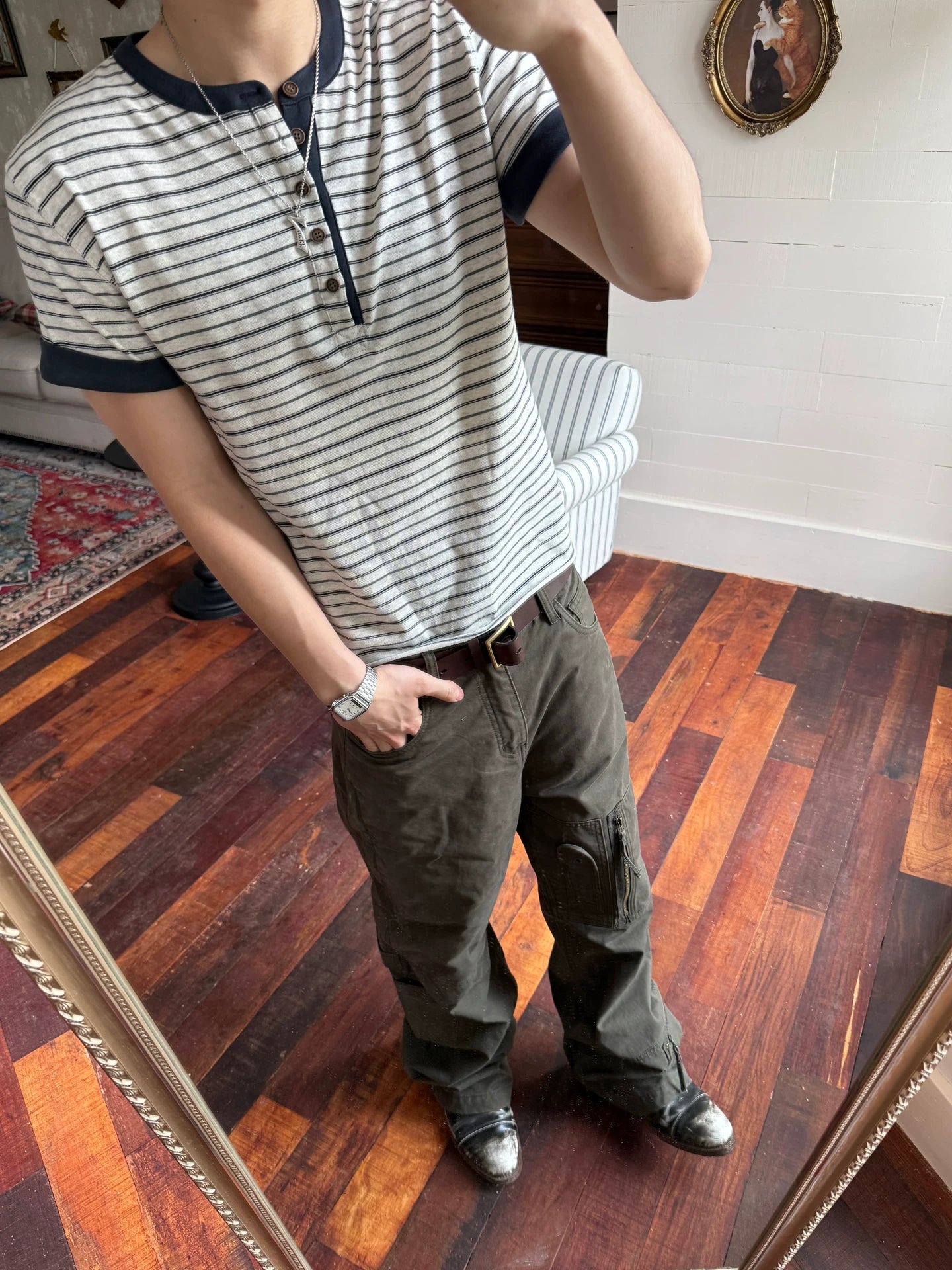 TREclub Vintage Contrast Striped Versatile Tee