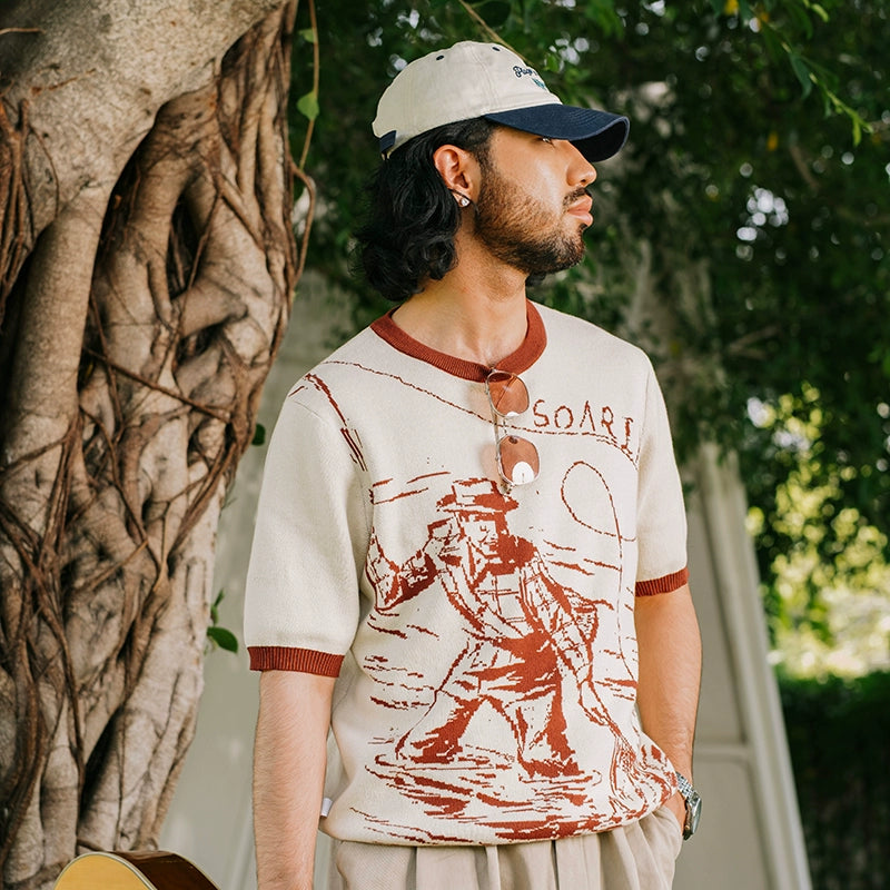 SOARIN Character Pattern Casual Loose Knitted Tee