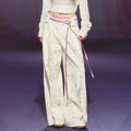 AGAM Flower Print Satin Drawstring Slacks