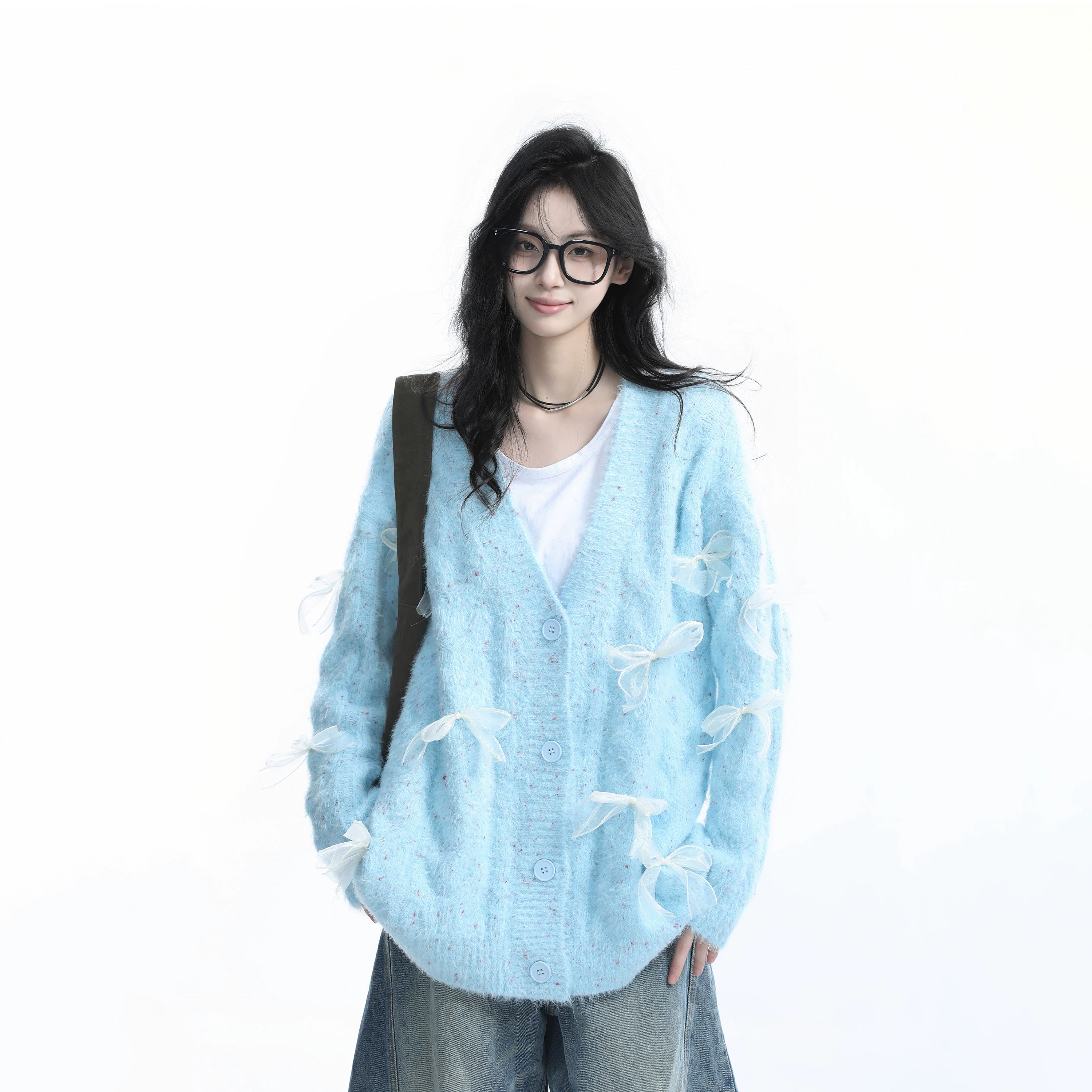 Zuocisankon Bow Lazy Loose Knitted Sweater