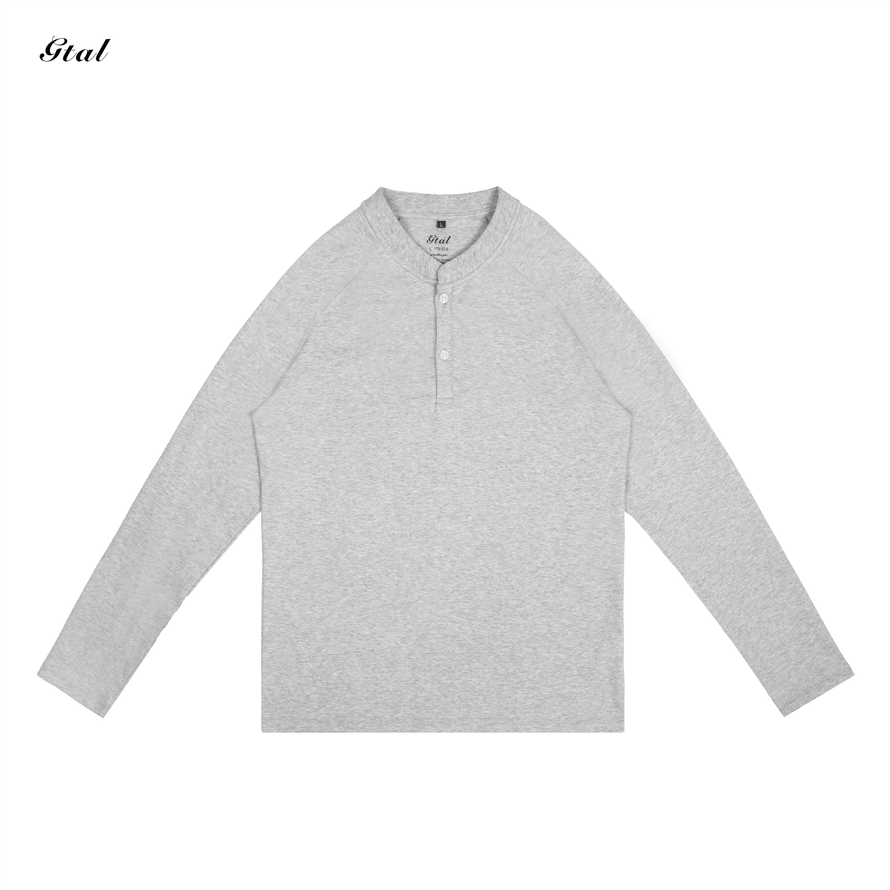 GTAL Casual Henry Collar Embroidered Long Sleeve