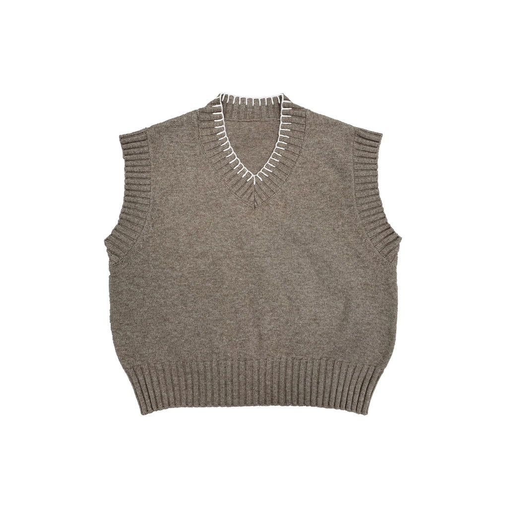 WANNALAB Wool-blend Coarse-needle V-neck Vest