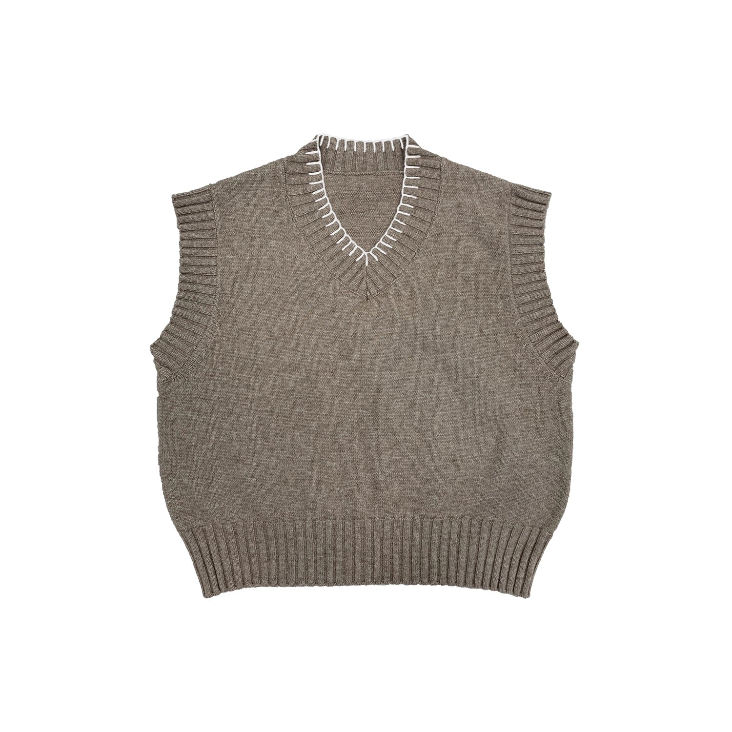 WANNALAB Wool-blend Coarse-needle V-neck Vest
