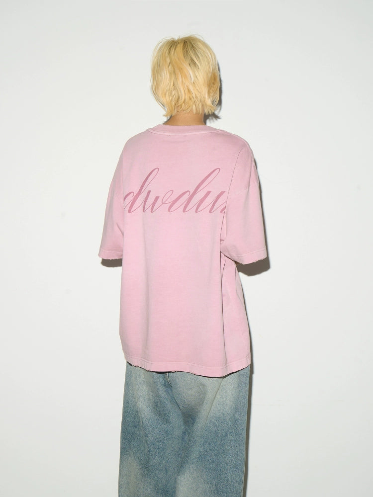 MICHINNYON English Printed Crew Neck Loose Casual Tee