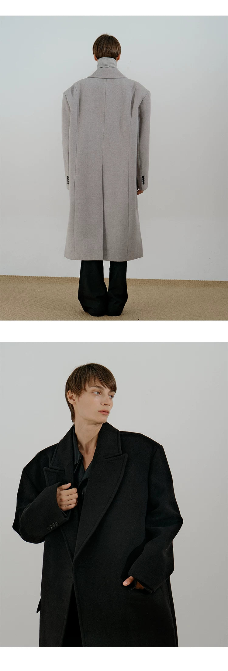 COLN Single-breasted Woolen Coat