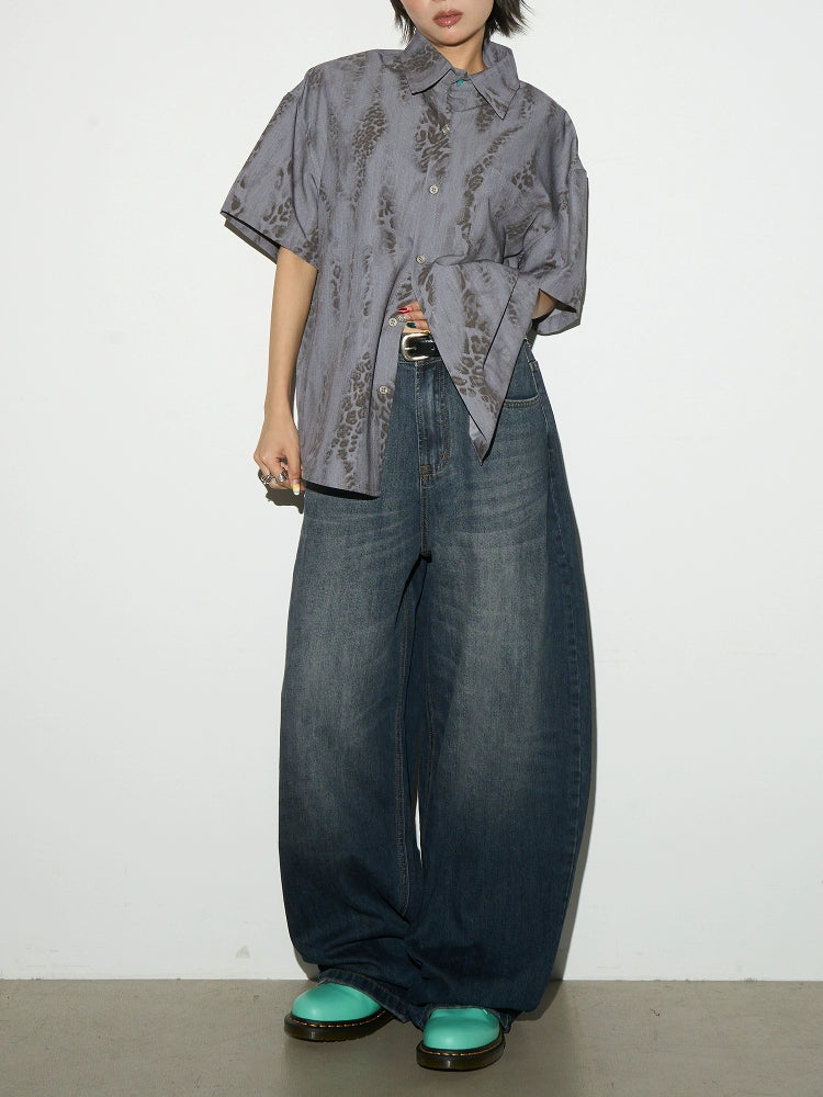 MICHINNYON Vintage Loose Full Print Shirt