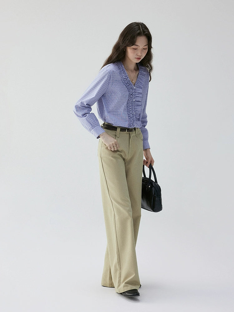 VOOE Fungus Edge V-Neck Checked Shirt