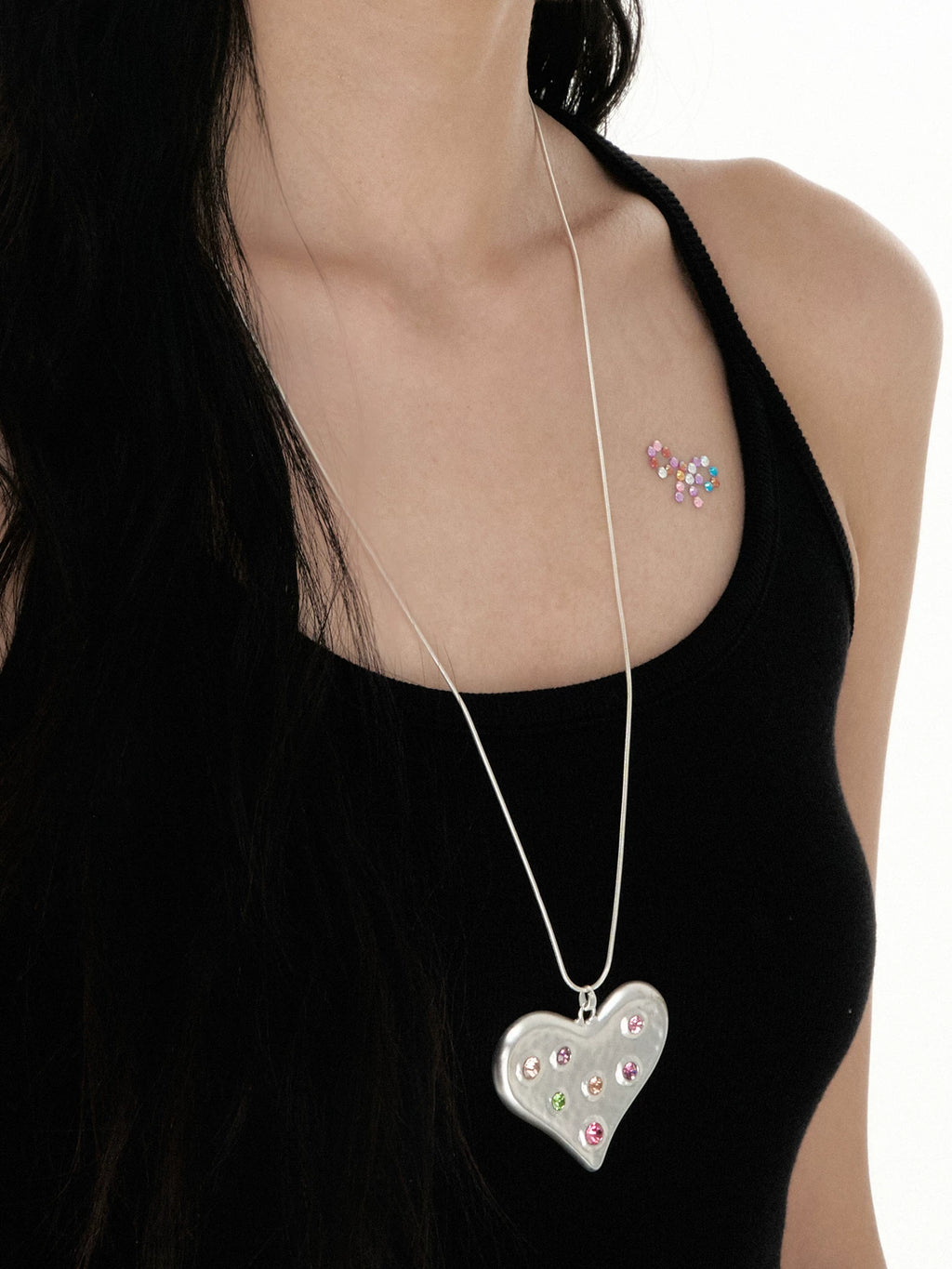 SUMIYAKI Niche Retro Handmade Hammer Pattern Love Necklace
