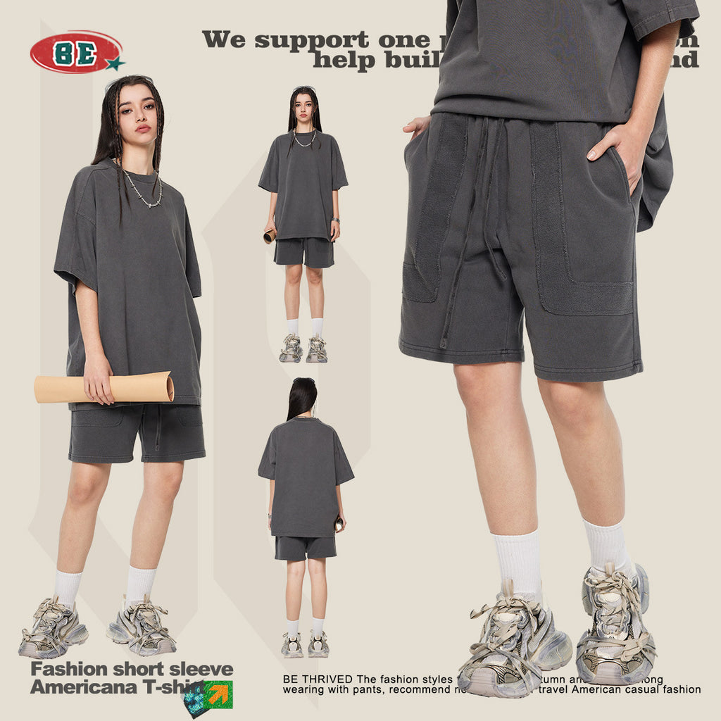 BE heavy washed five-point pants Shorts