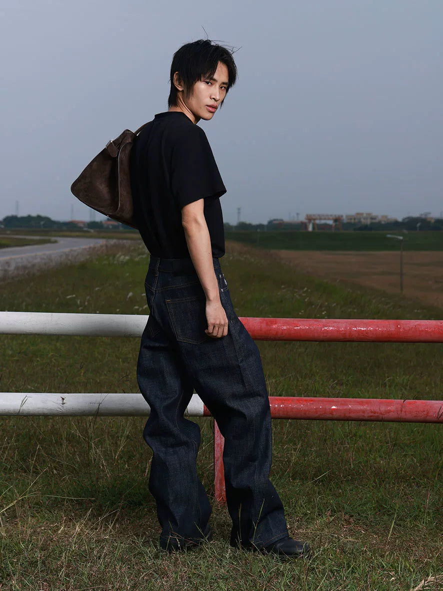BigProduction Five-button Loose Straight Jeans