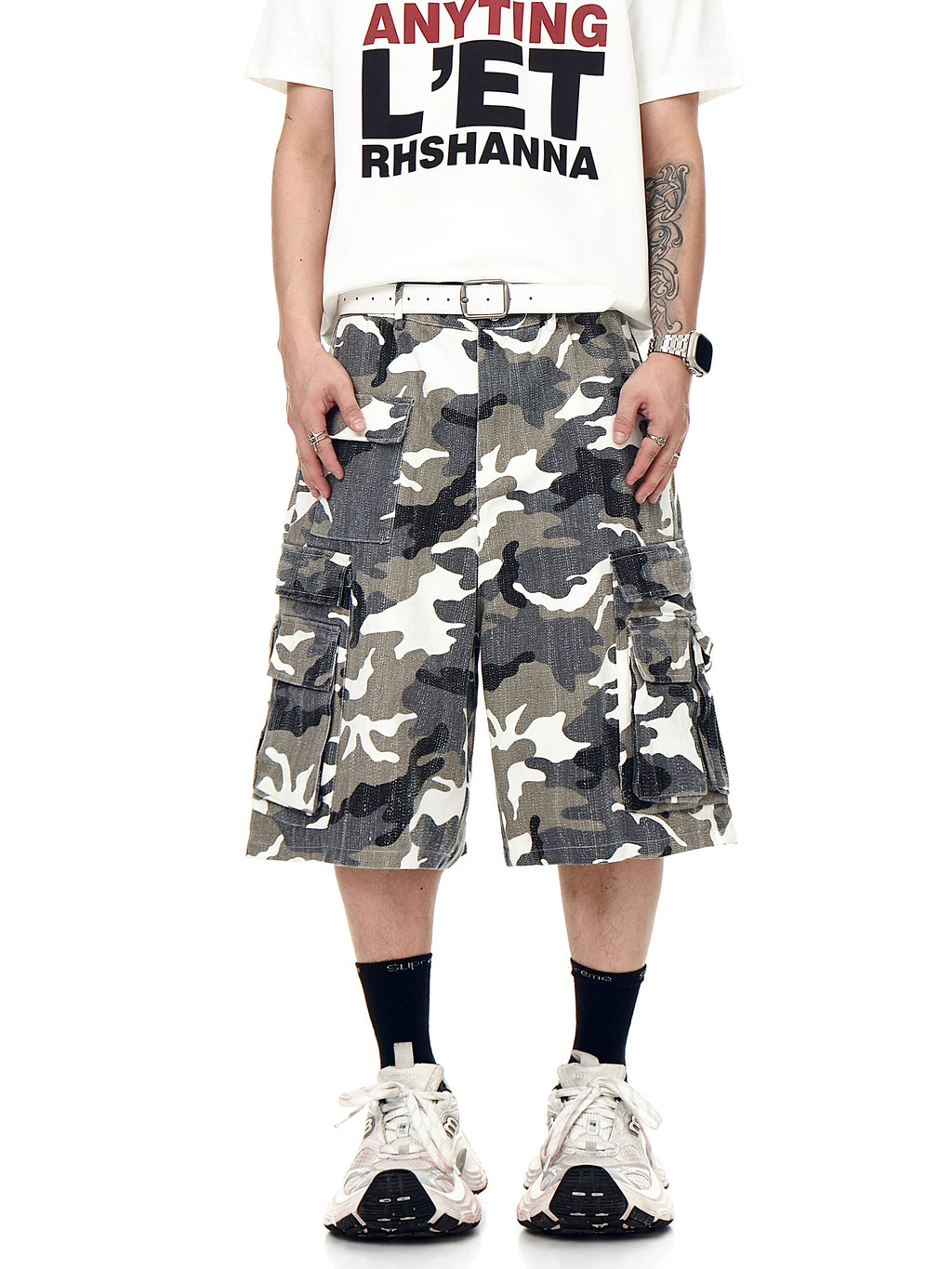 BLACKLISTS Old Camouflage Multi-pocket Tooling Shorts