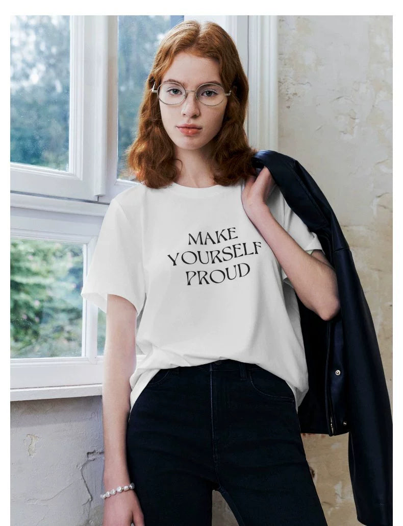 URBAN REVIVO Casual Contrasting Letter Printed Tee