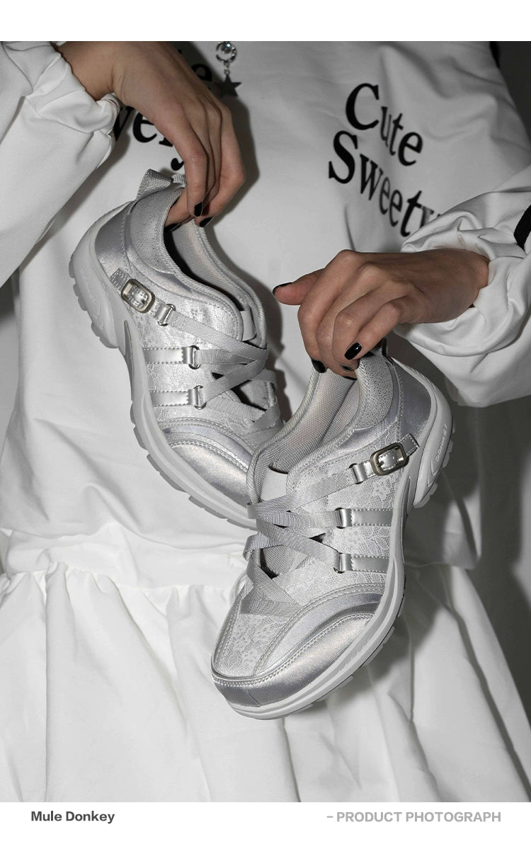 Donkey Flat Bottom Hollow Lace Shallow Mouth Single Shoe