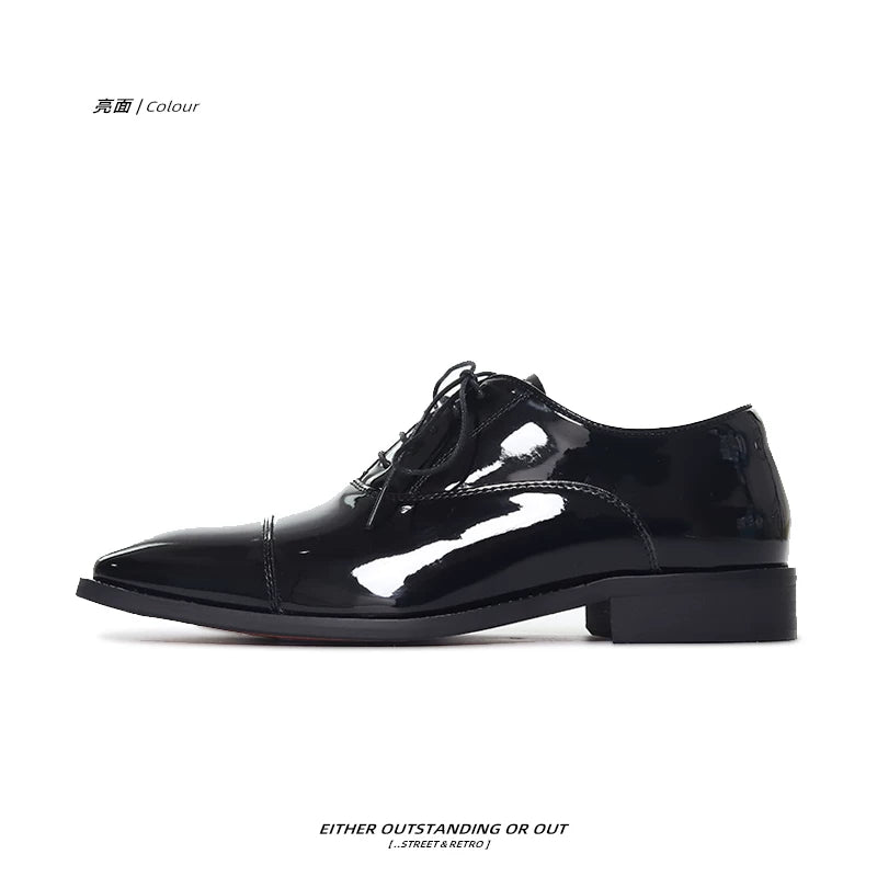 SHENLV STUDIO Glossy Pointed-toed Red-soled Leather Shoes
