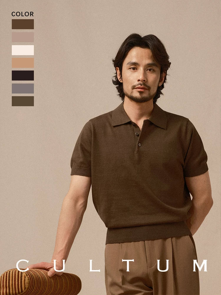 CULTA Lapel Vintage Knitted Polo Shirt