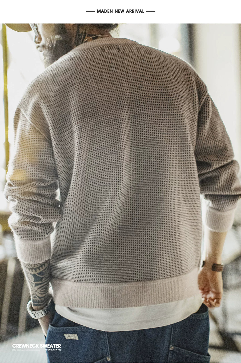 Madden Old Money Style Crew Neck Drape Knitted Sweater