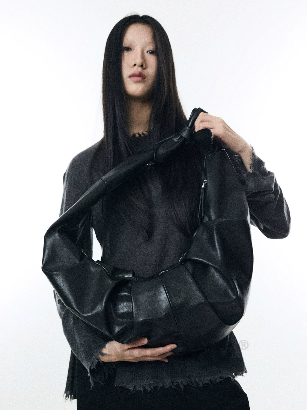 BINGBONG Simple Knotted Pleated Shoulder Messenger Bag