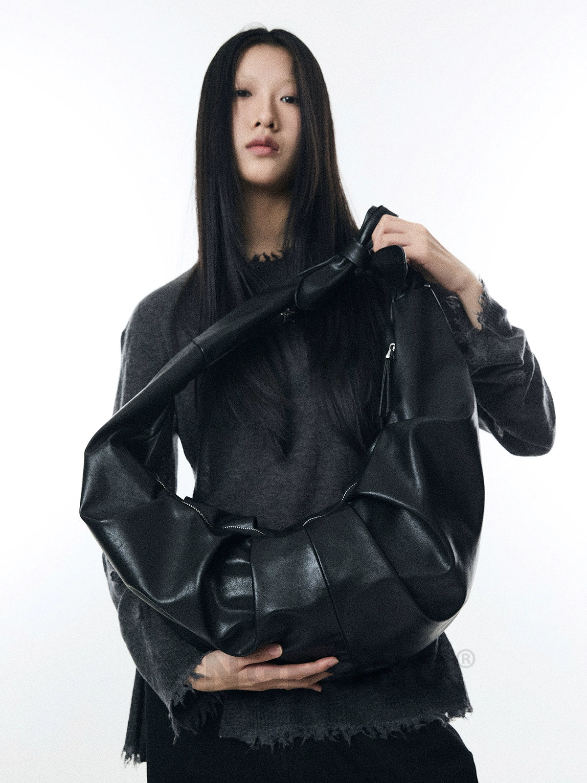 BINGBONG Simple Knotted Pleated Shoulder Messenger Bag