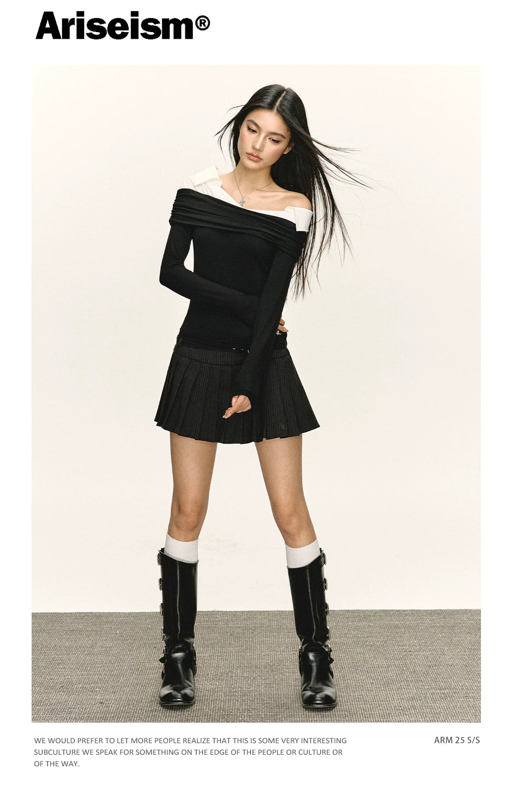 Ariseism Vintage Slim Fake Two-piece Long Sleeve
