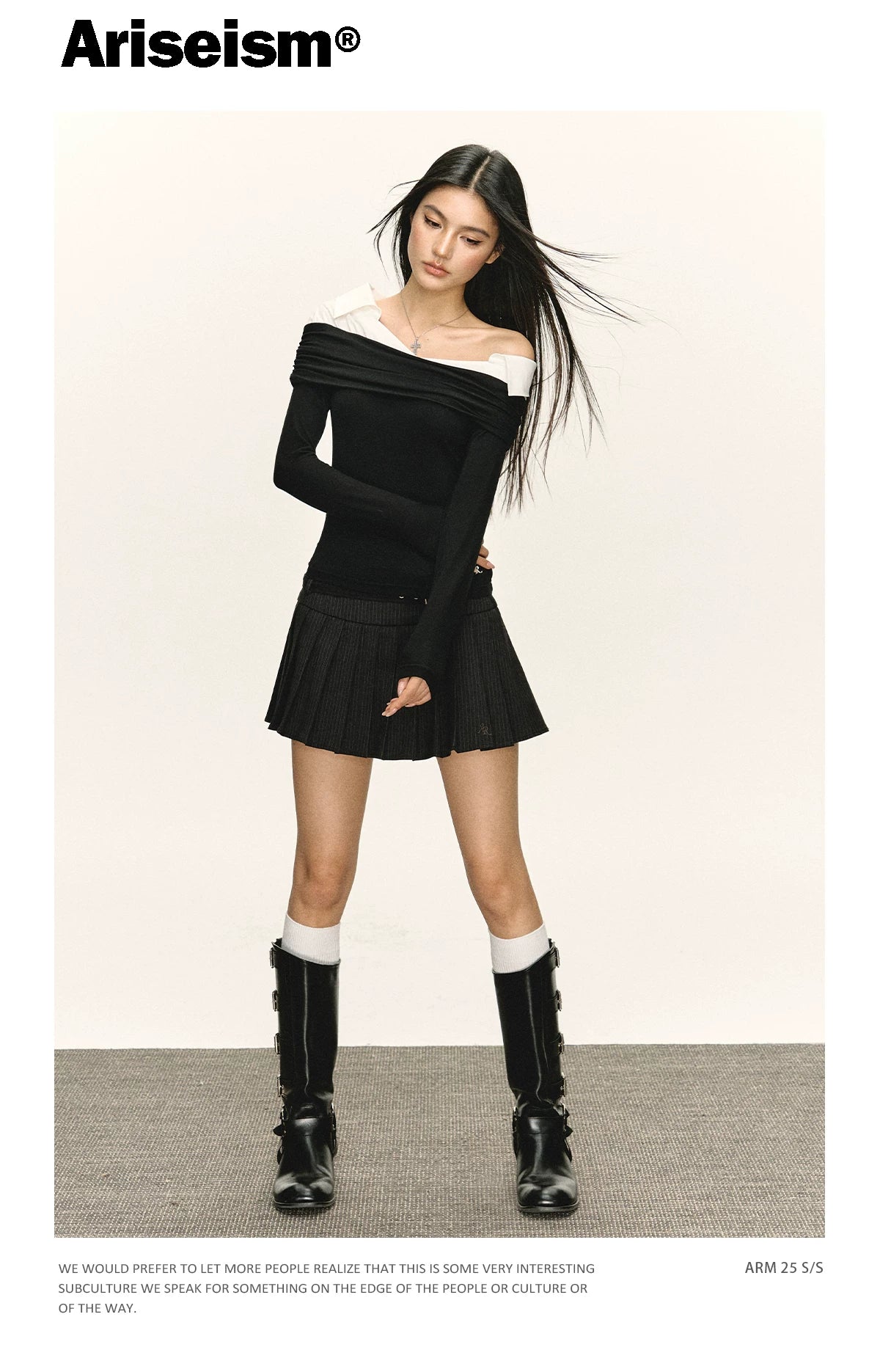 Ariseism Vintage Slim Fake Two-piece Long Sleeve