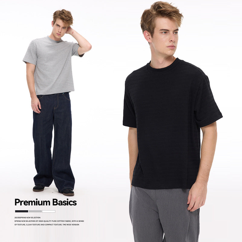 UNF Front Shoulder Slim-fit Crew Neck Knitted Tee