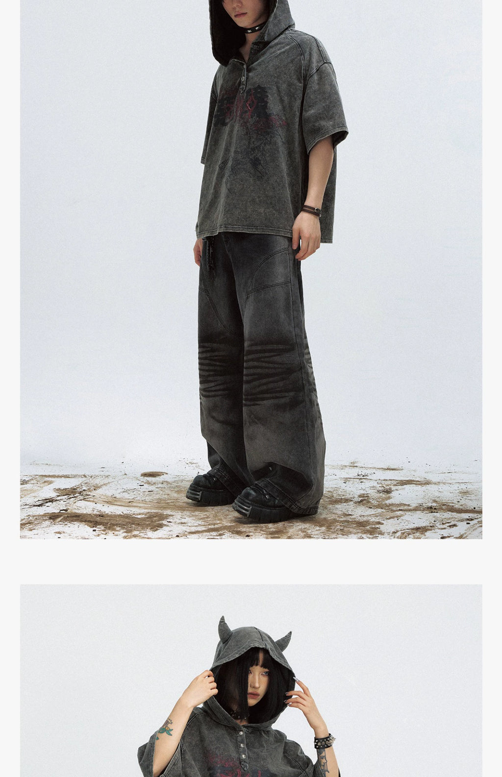 PEOPLESTYLE Diablo Little Devil Made Old Washed Hooded Tee