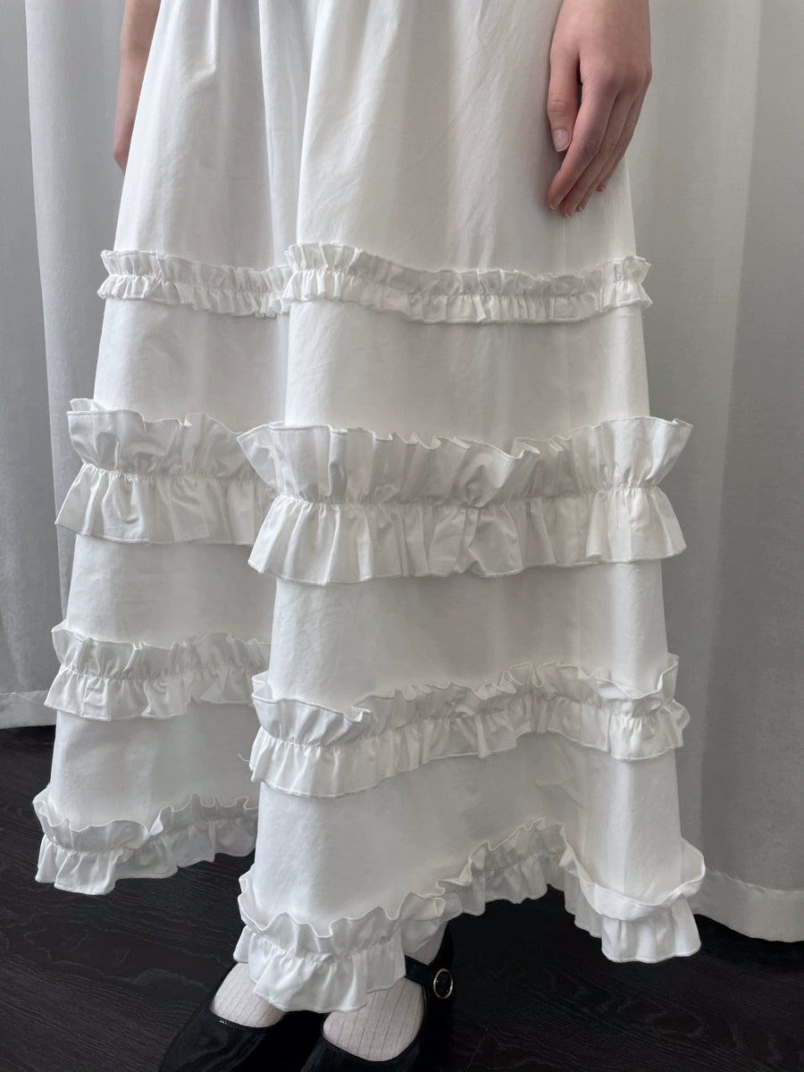 Loosesmell Fungus Edge Stitching Mid-length Skirt