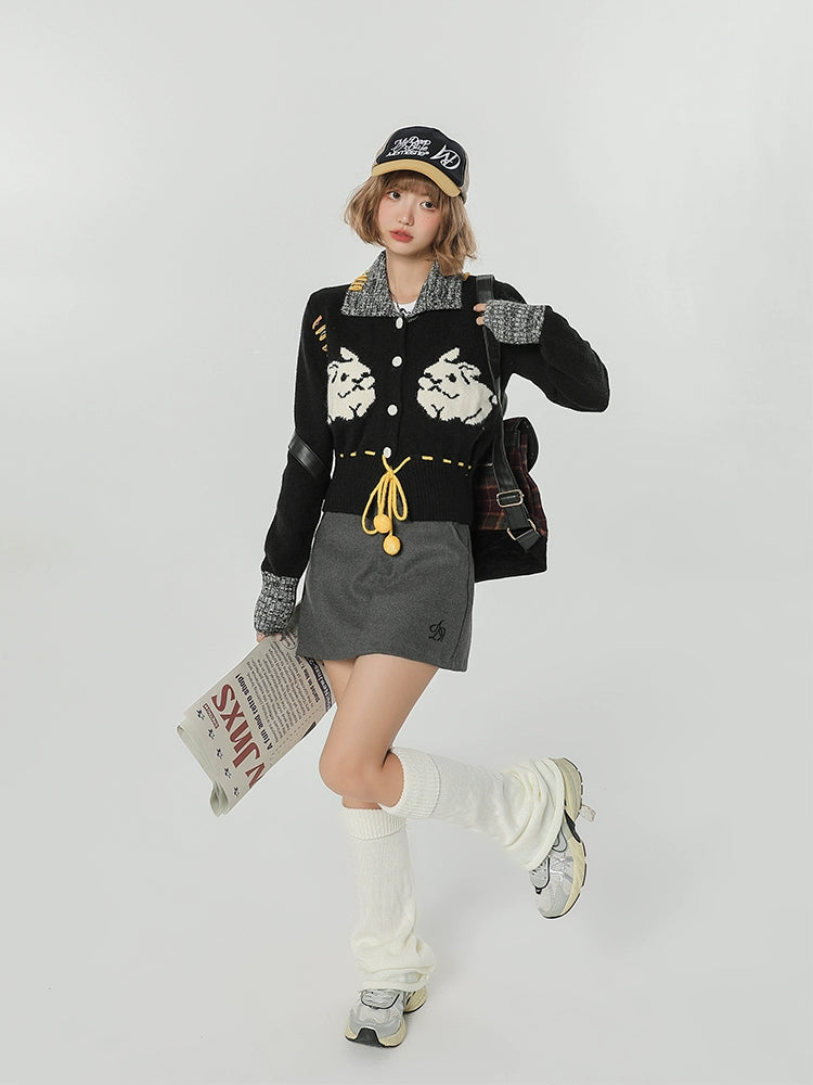 Girlyhalo Vintage Slim Fit Knit Jacket
