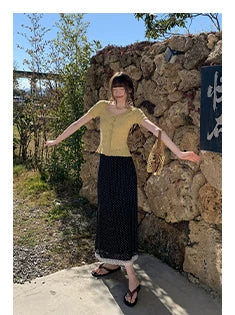 KANO Chiffon Polka Dot Slim-fit Skirt